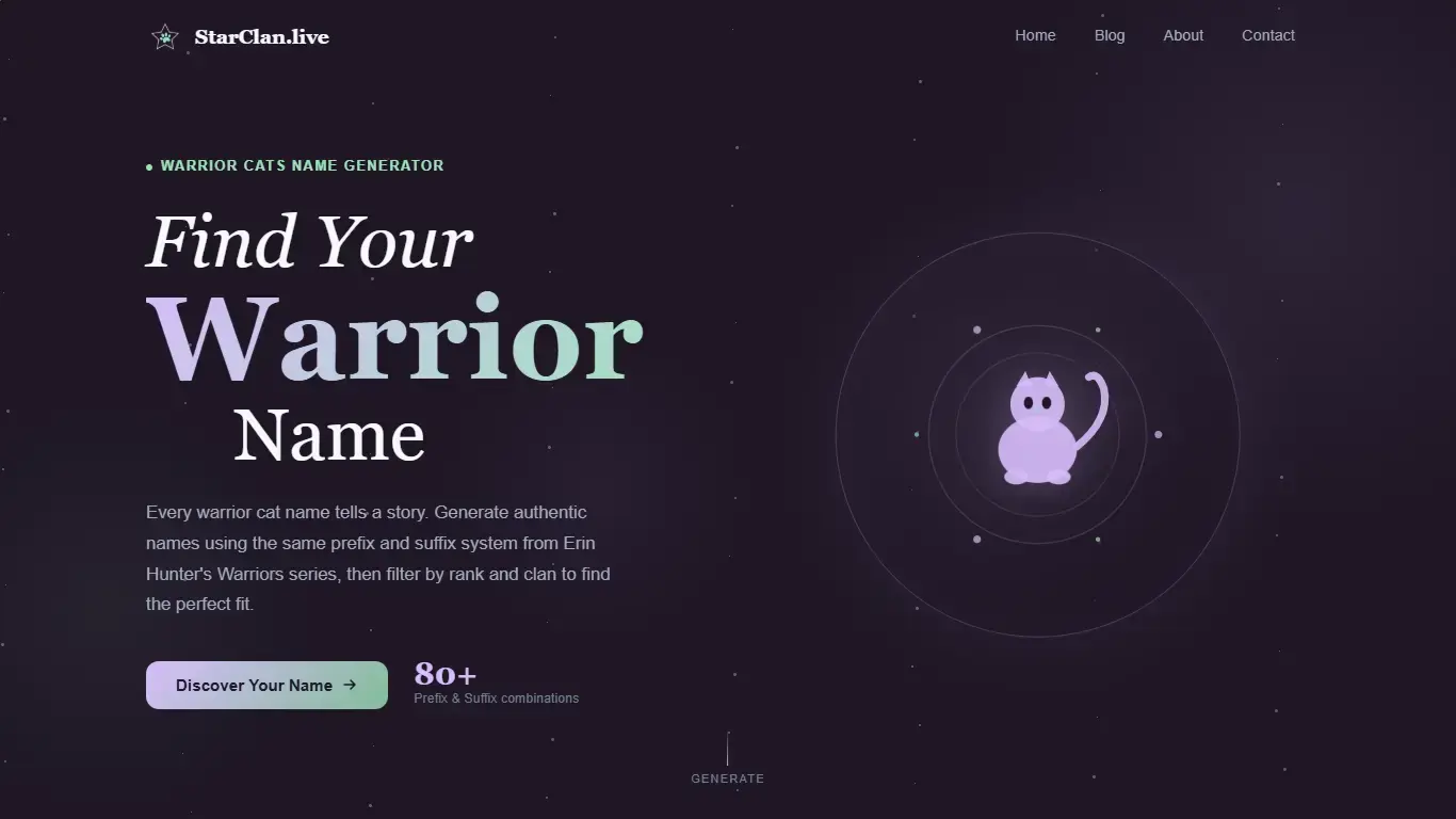 Screenshot 1 of Warrior Cat Name Generator