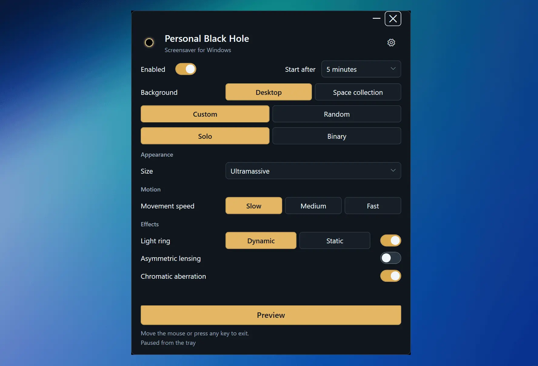 Screenshot 5 of Personal Black Hole Screensaver