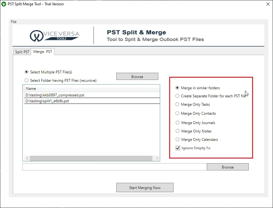 Screenshot 4 of ViceVersa PST Split and Merge Software