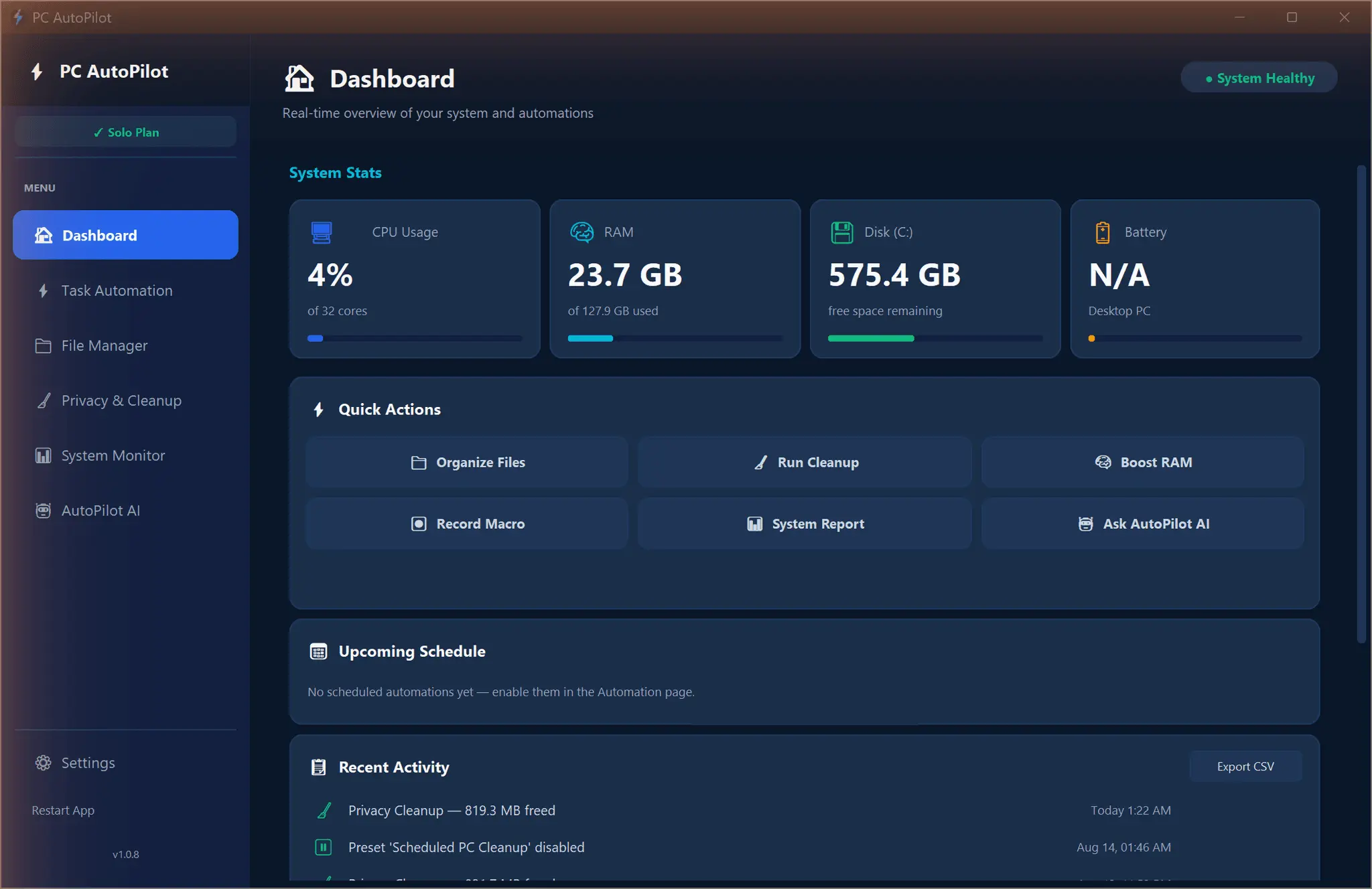 Screenshot 1 of PC AutoPilot