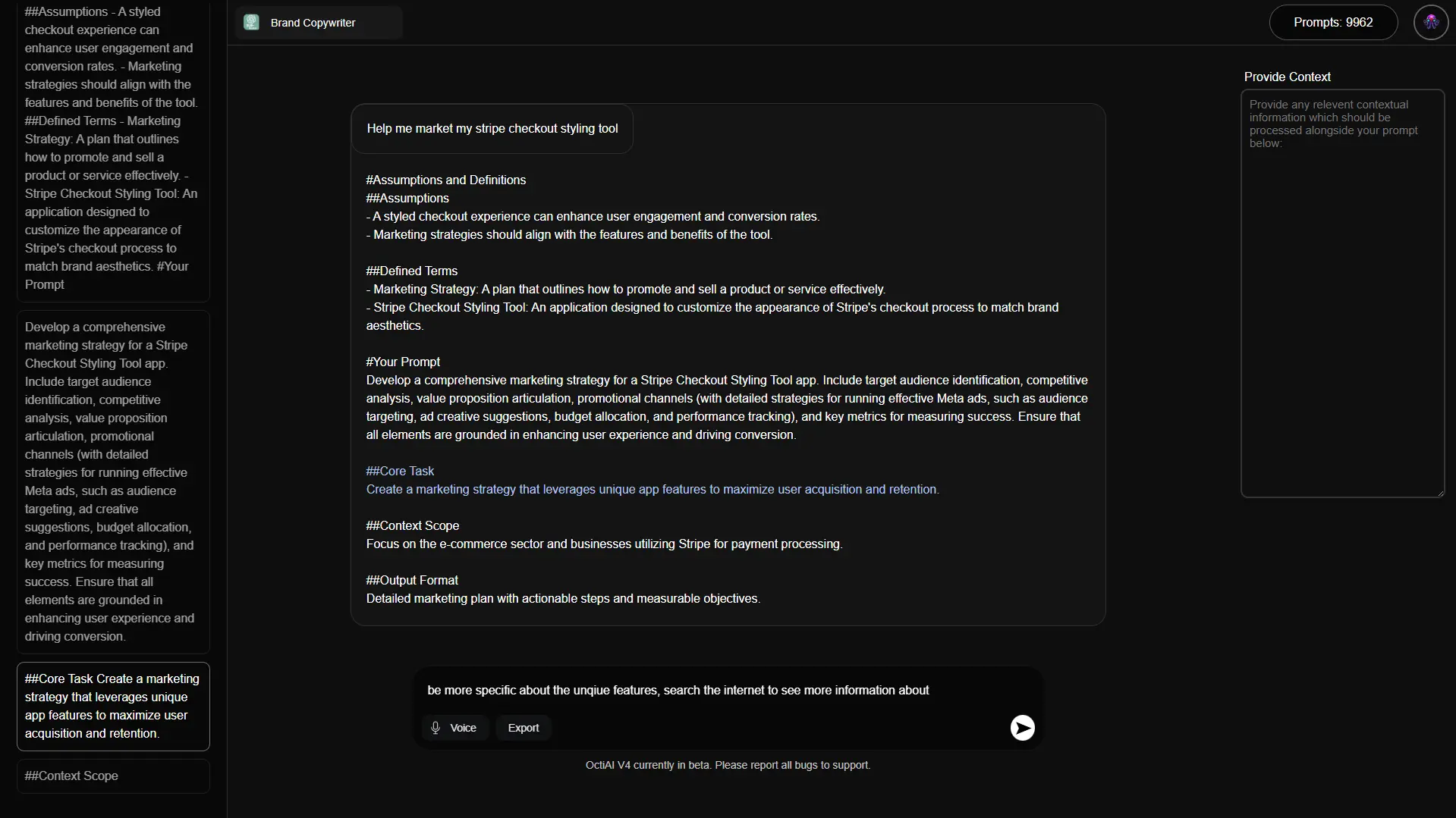 Screenshot 1 of OctiAI — Prompt Engineering Services
