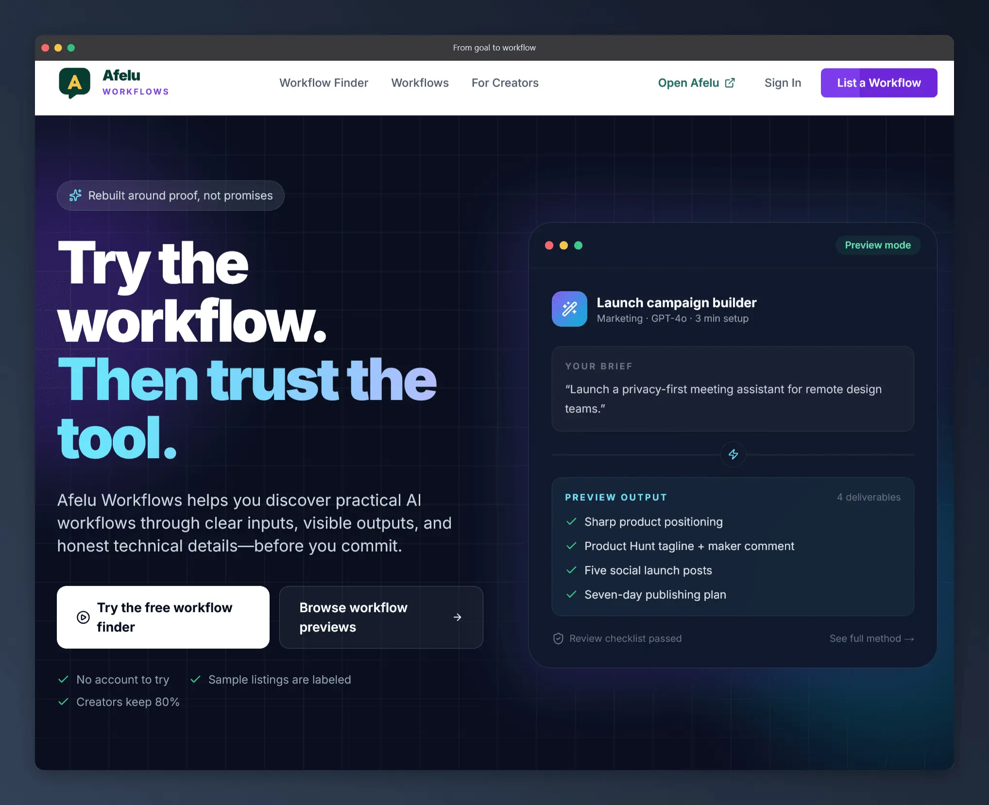 Screenshot 1 of Afelu AI Marketplace
