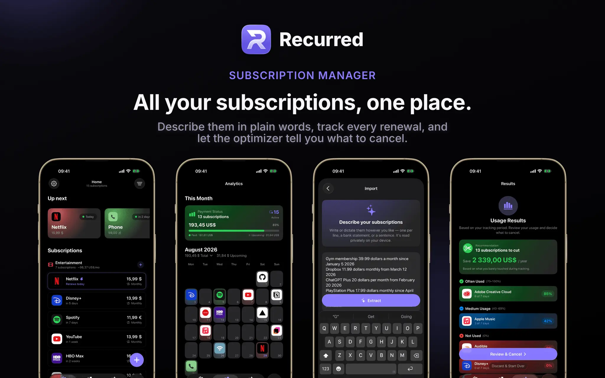 Screenshot 3 of Recurred: Subscription Manager