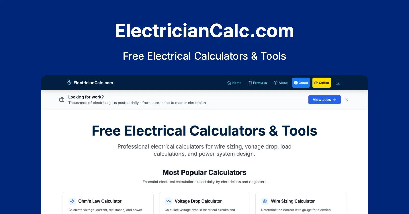 Screenshot 1 of electriciancalc.com