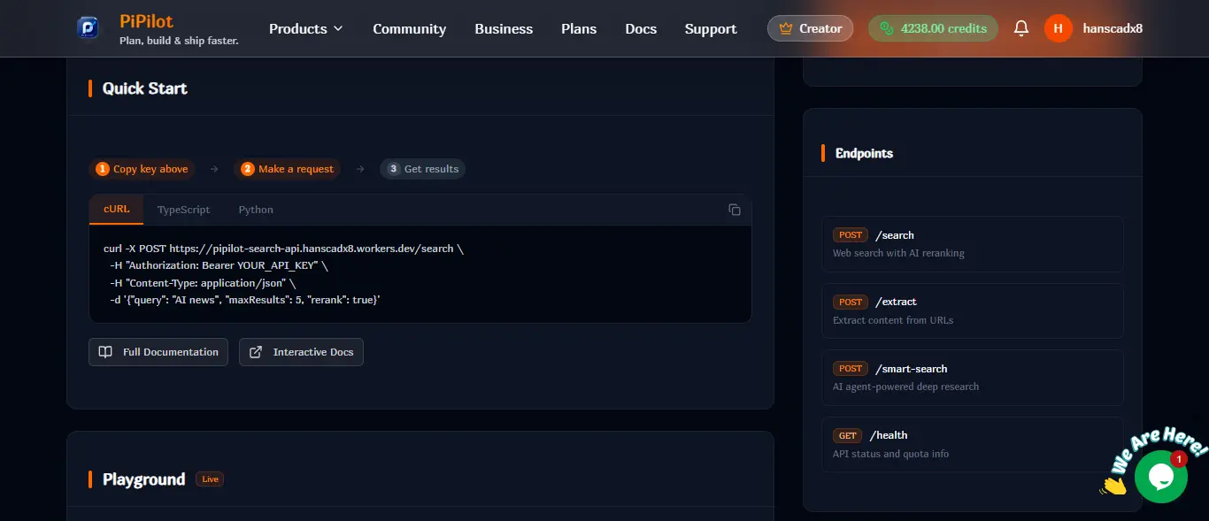 Screenshot 3 of PiPilot Search API