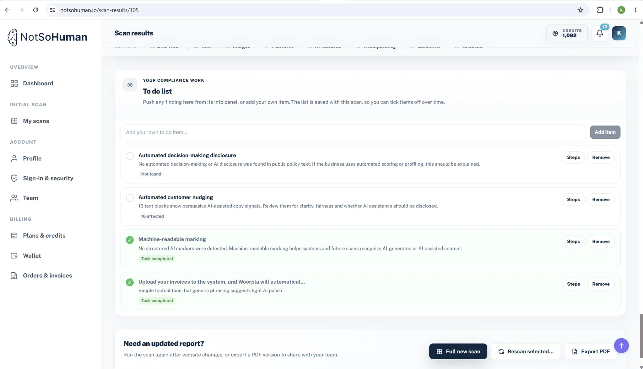 Screenshot 6 of EU AI Act Website Scanner