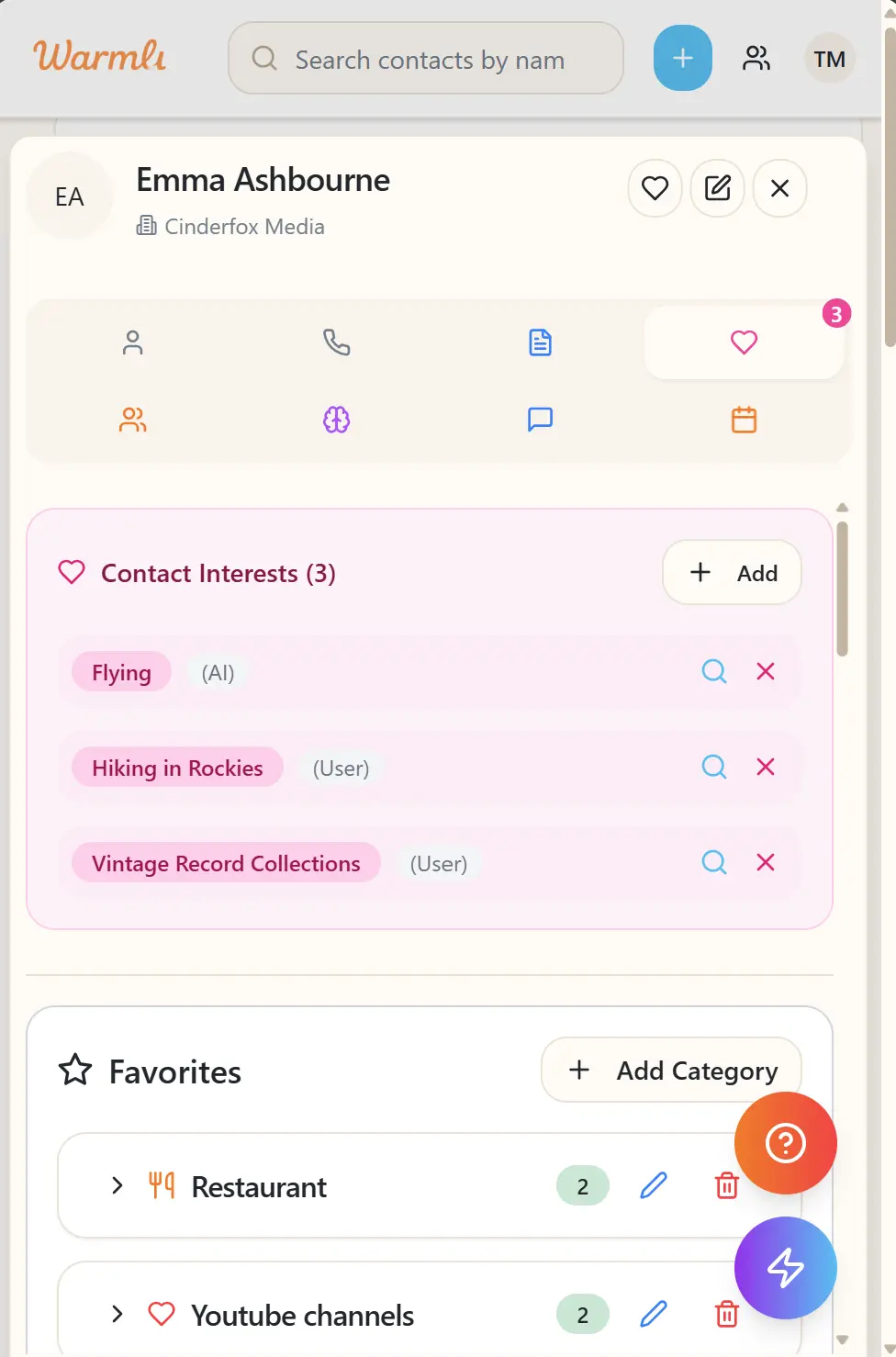 Screenshot 1 of Warmli Personal Relationship Manager