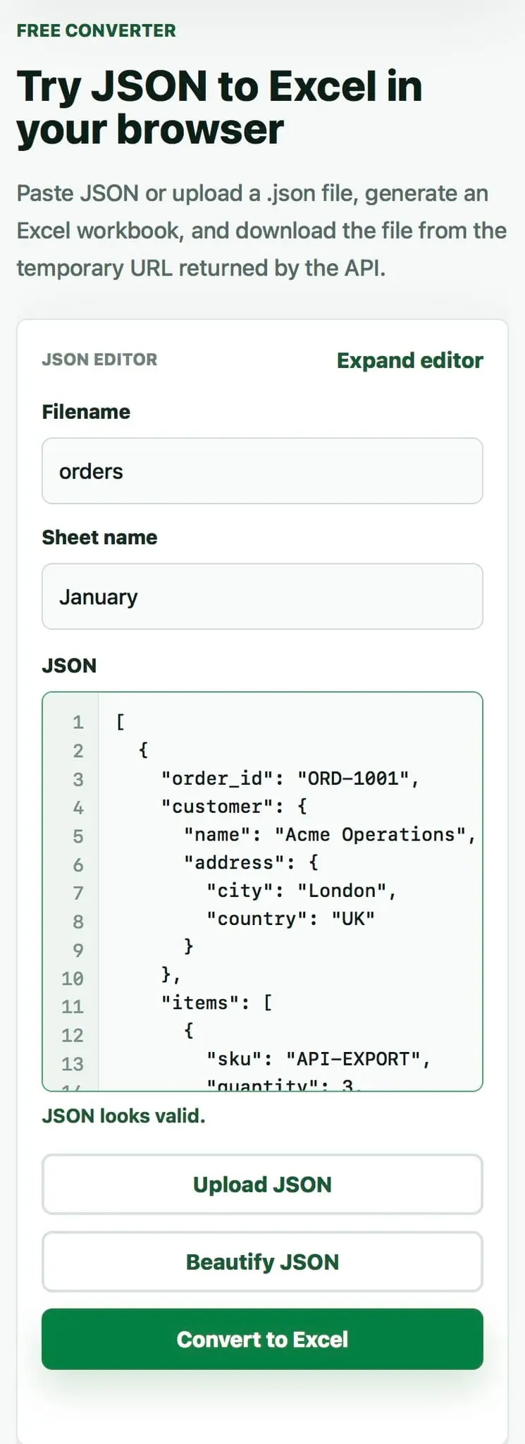 Screenshot 3 of JSON to Excel