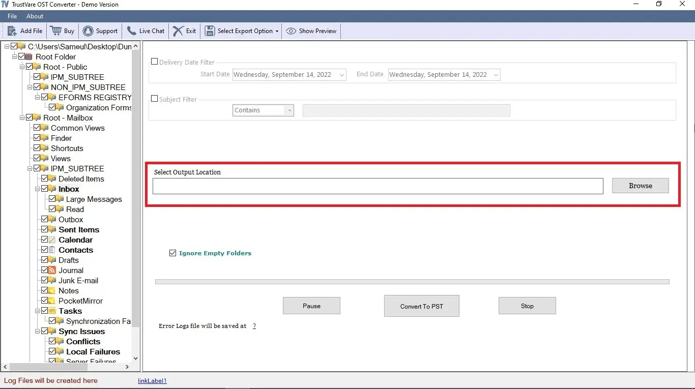 Screenshot 4 of TrustVare OST to EMLX Converter 