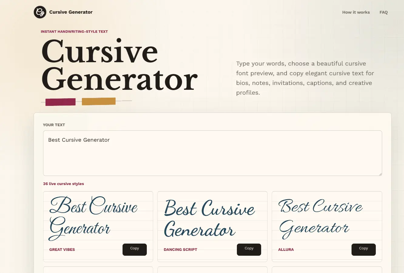 Screenshot 1 of Cursive Generator