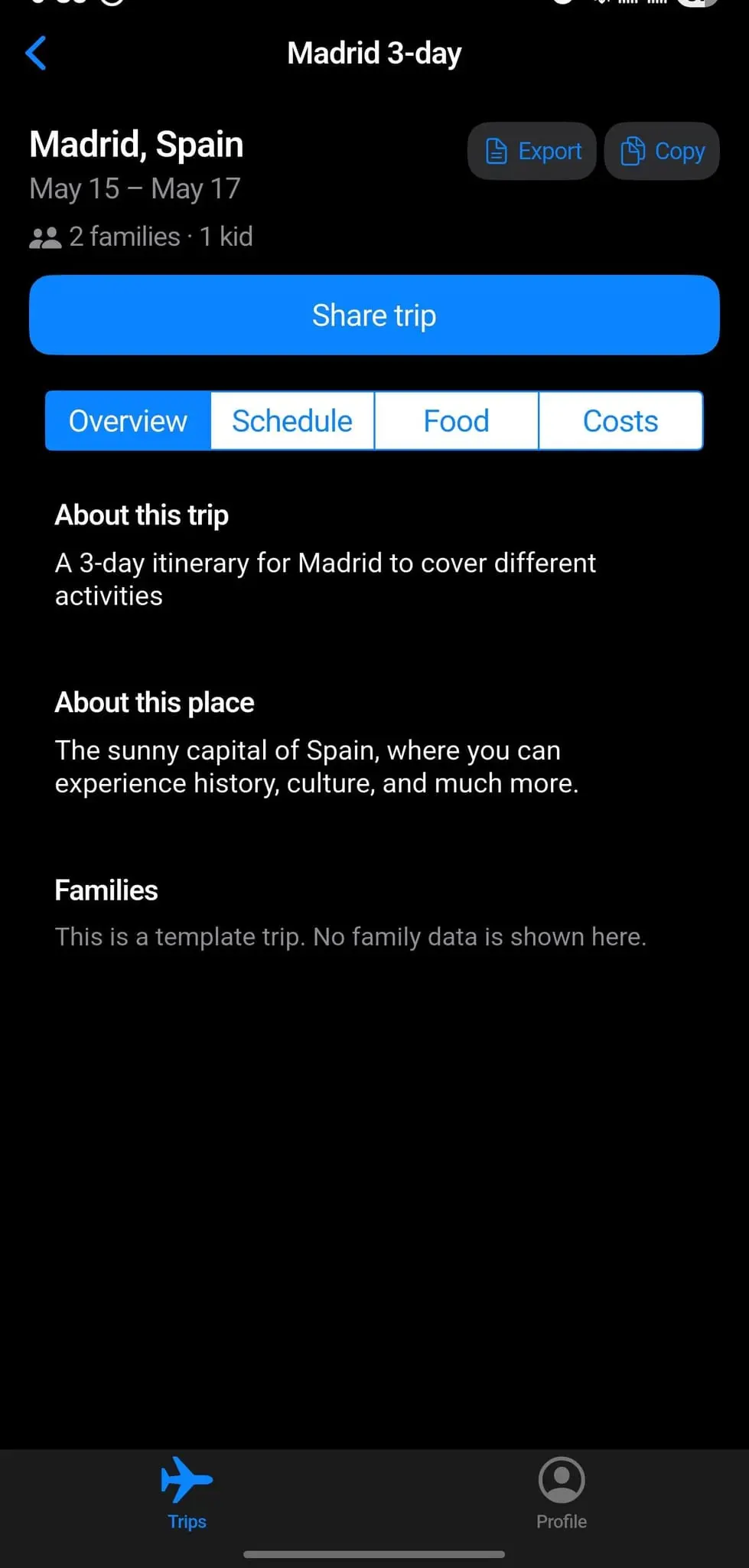 Screenshot 1 of Familytrips app
