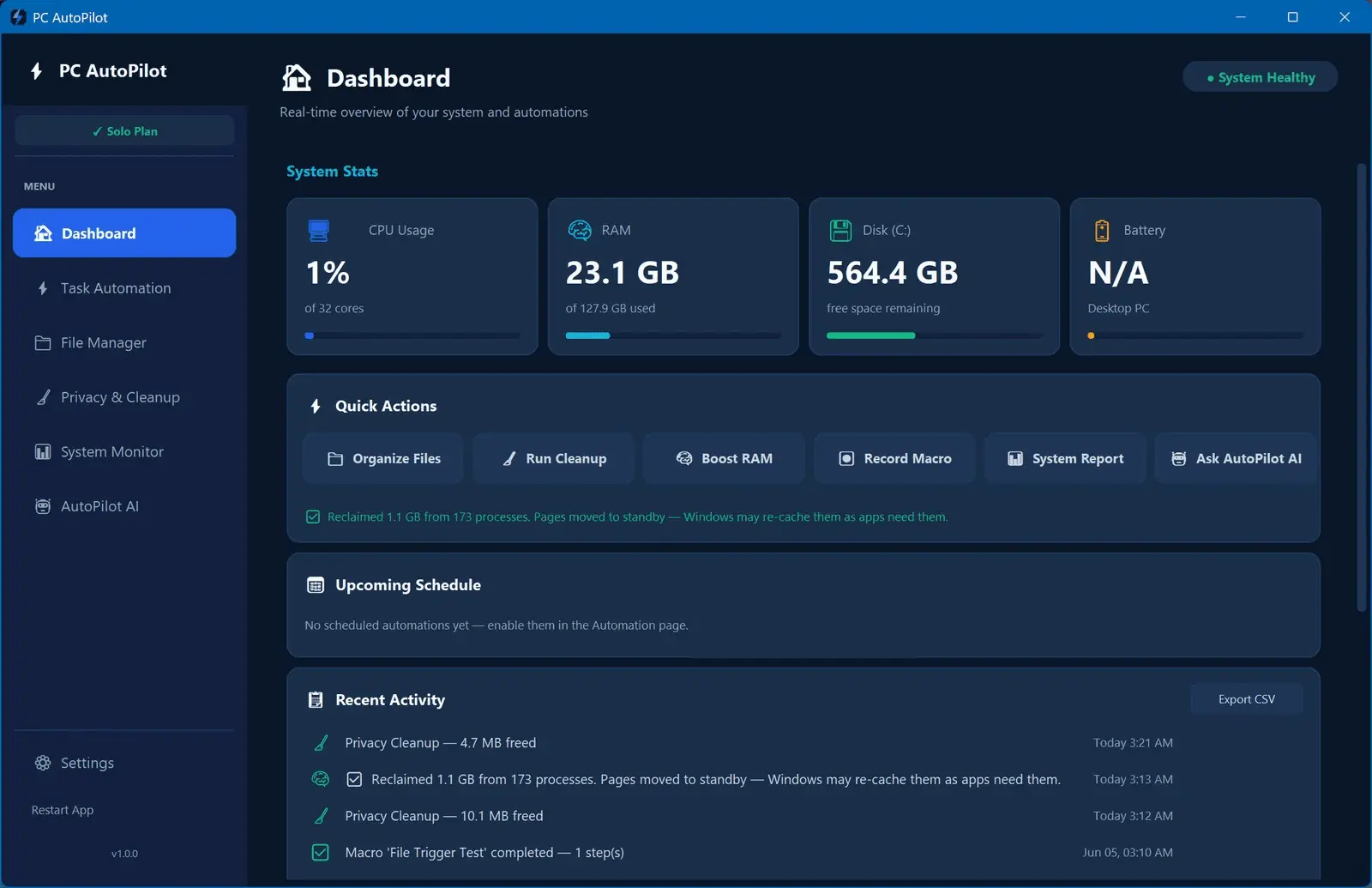 Screenshot 1 of PC AutoPilot