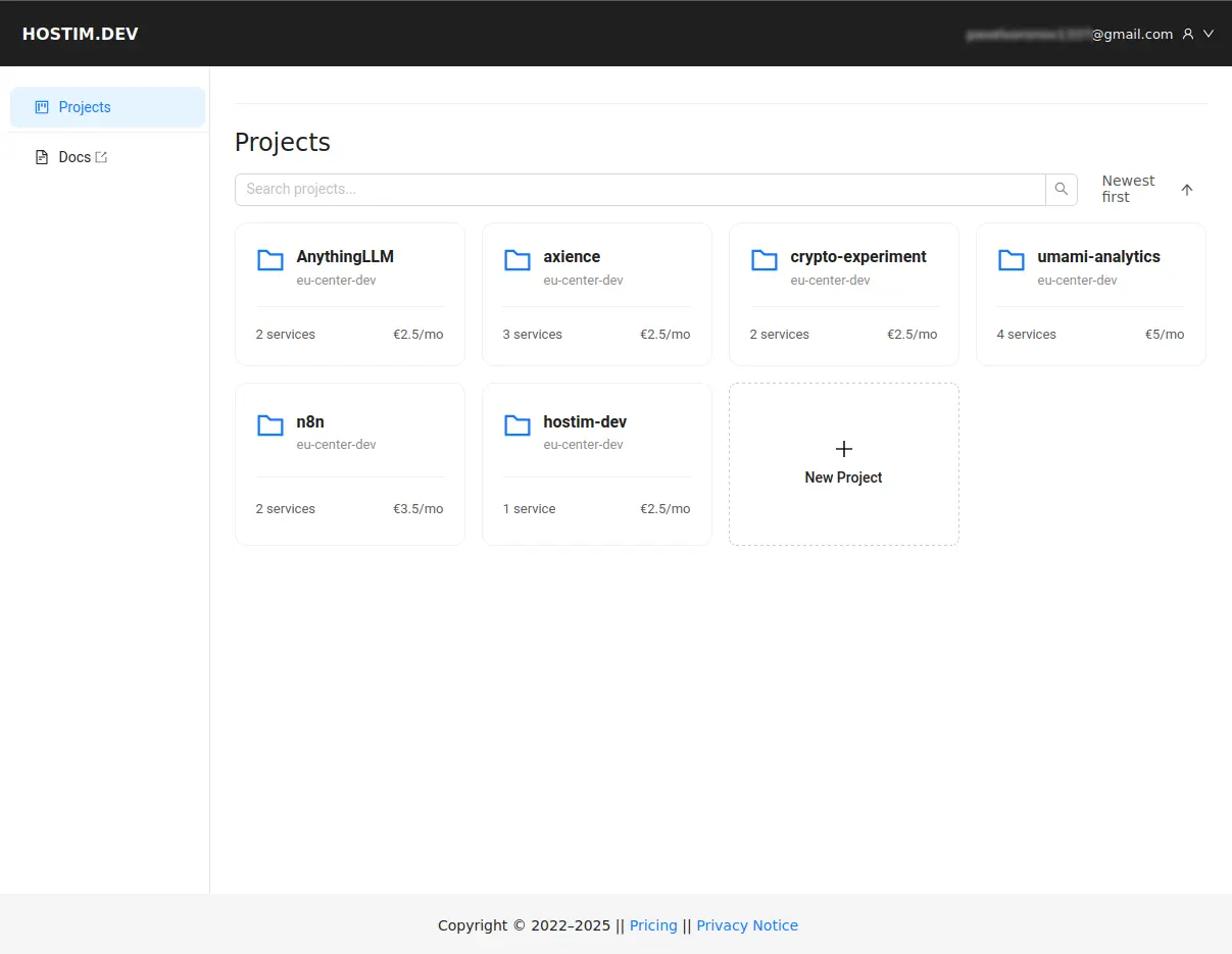 Screenshot 3 of Hostim.dev