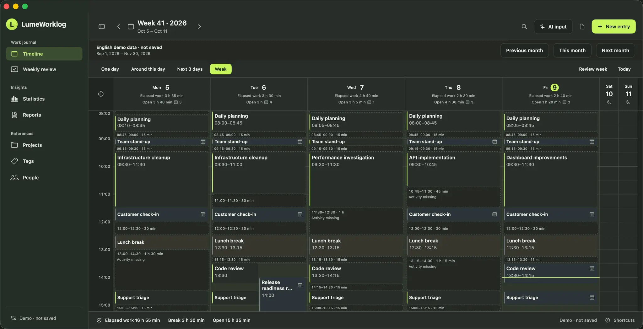 Screenshot 3 of LumeWorklog