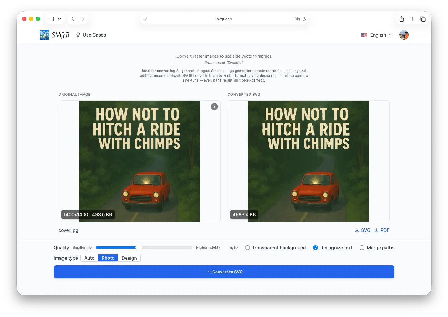 Screenshot 1 of SVGR - Image to SVG Converter