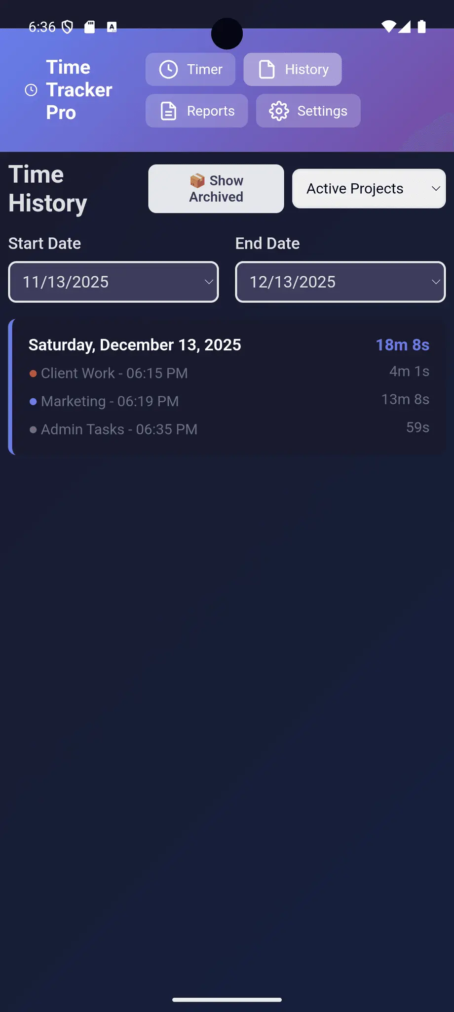Screenshot 3 of TimeTracker Pro