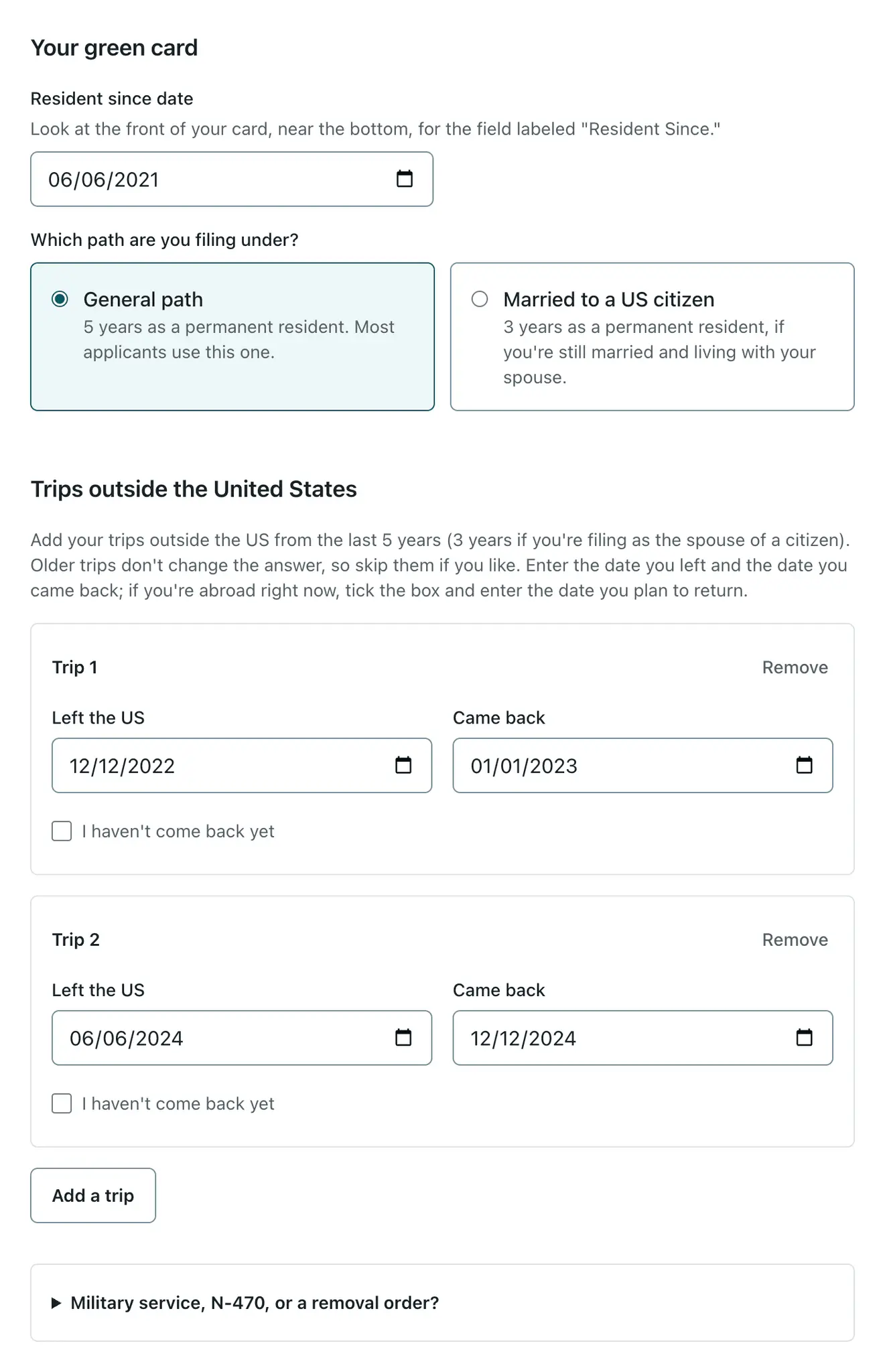 Screenshot 3 of N-400 Eligibility Calculator