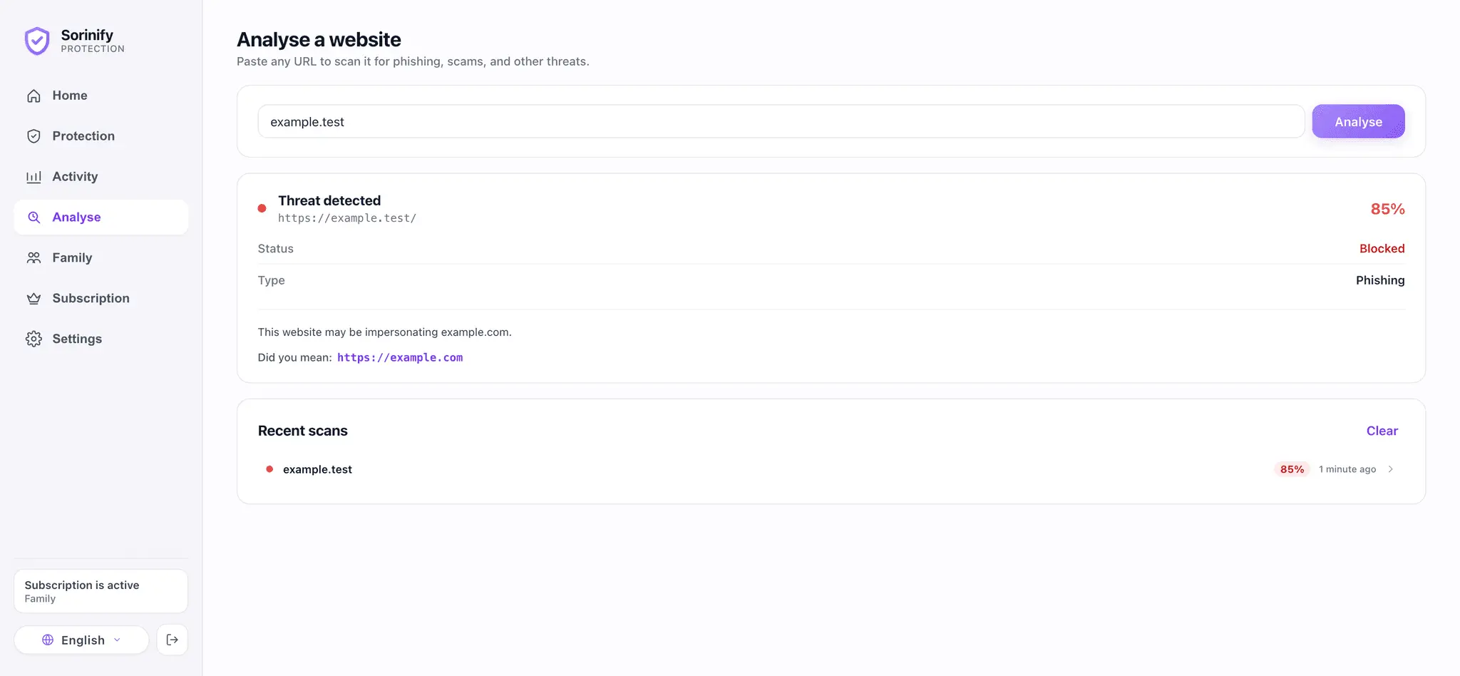 Screenshot 1 of Sorinify - Phishing Protection