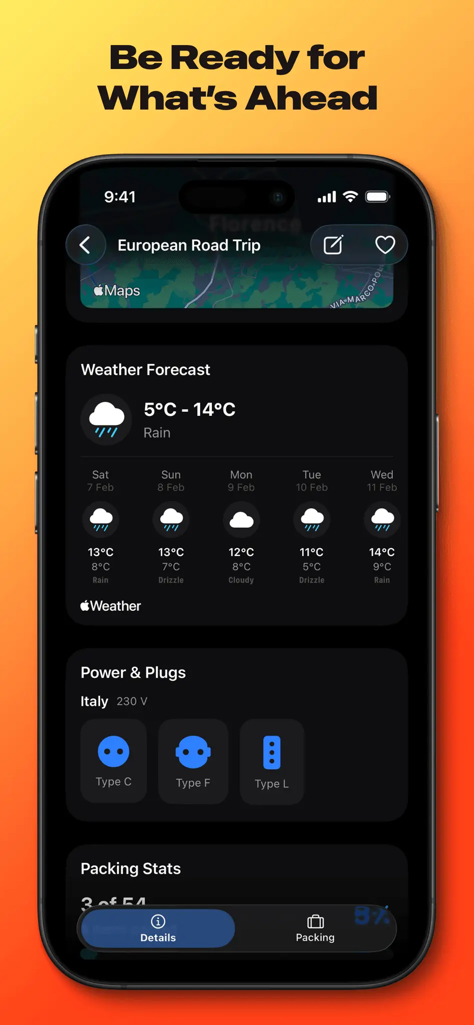 Screenshot 1 of journeybot - packing & travel iOS app