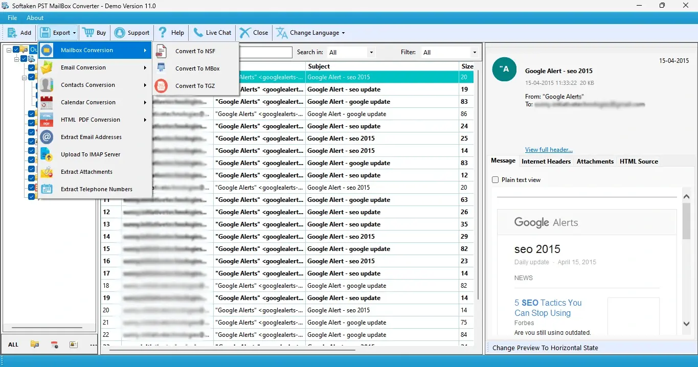 Screenshot 3 of Softaken PST to HTML Converter