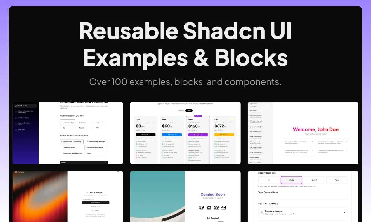 Screenshot 1 of Shadcn Examples
