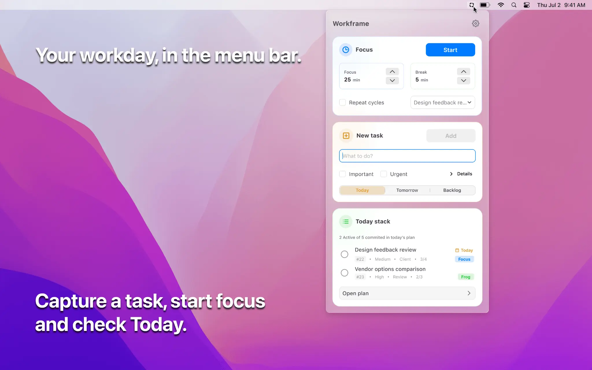 Screenshot 3 of Workframe: Tasks & Focus Timer