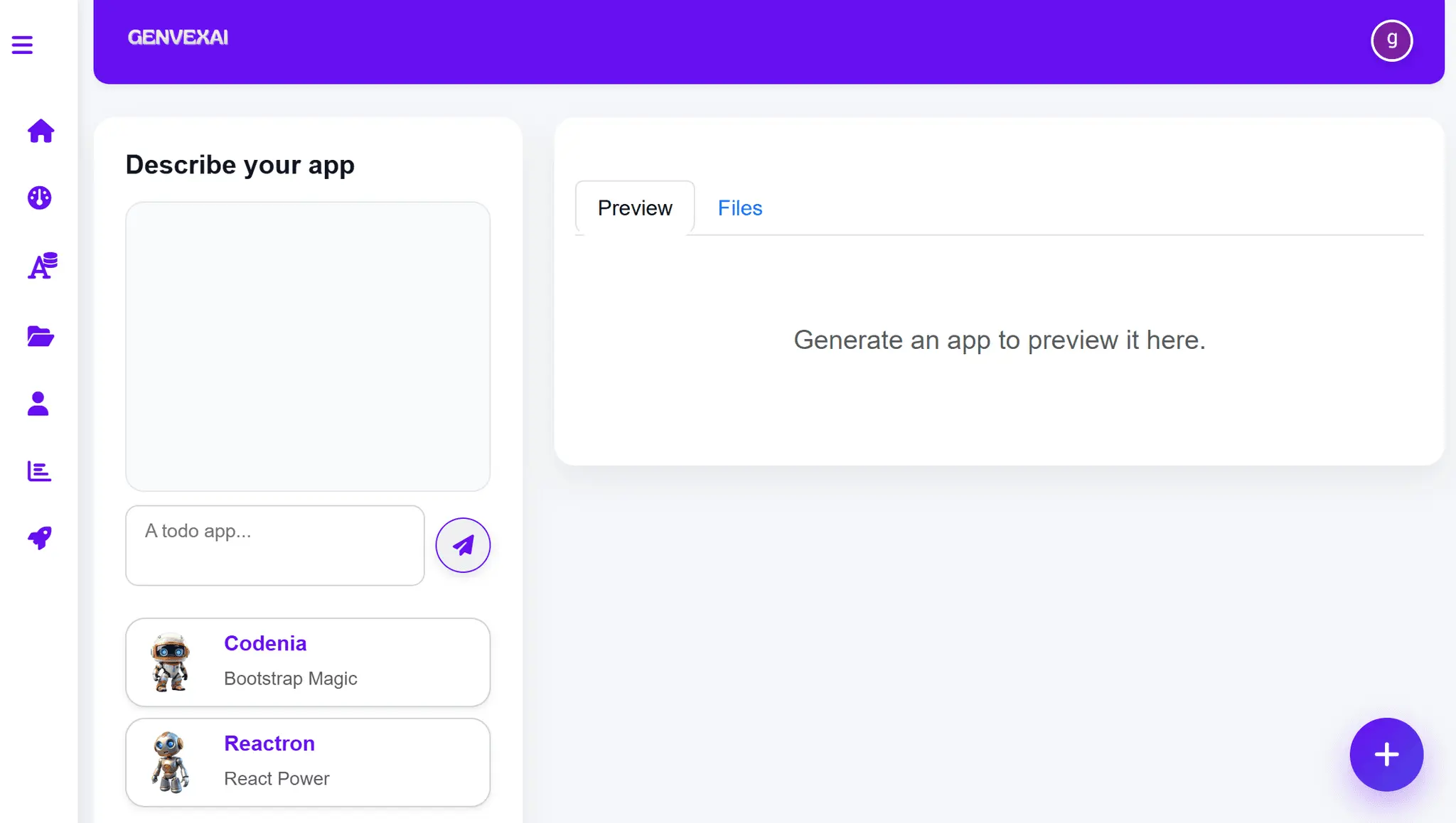 Screenshot 1 of GenvexAI – AI Powered App Builder