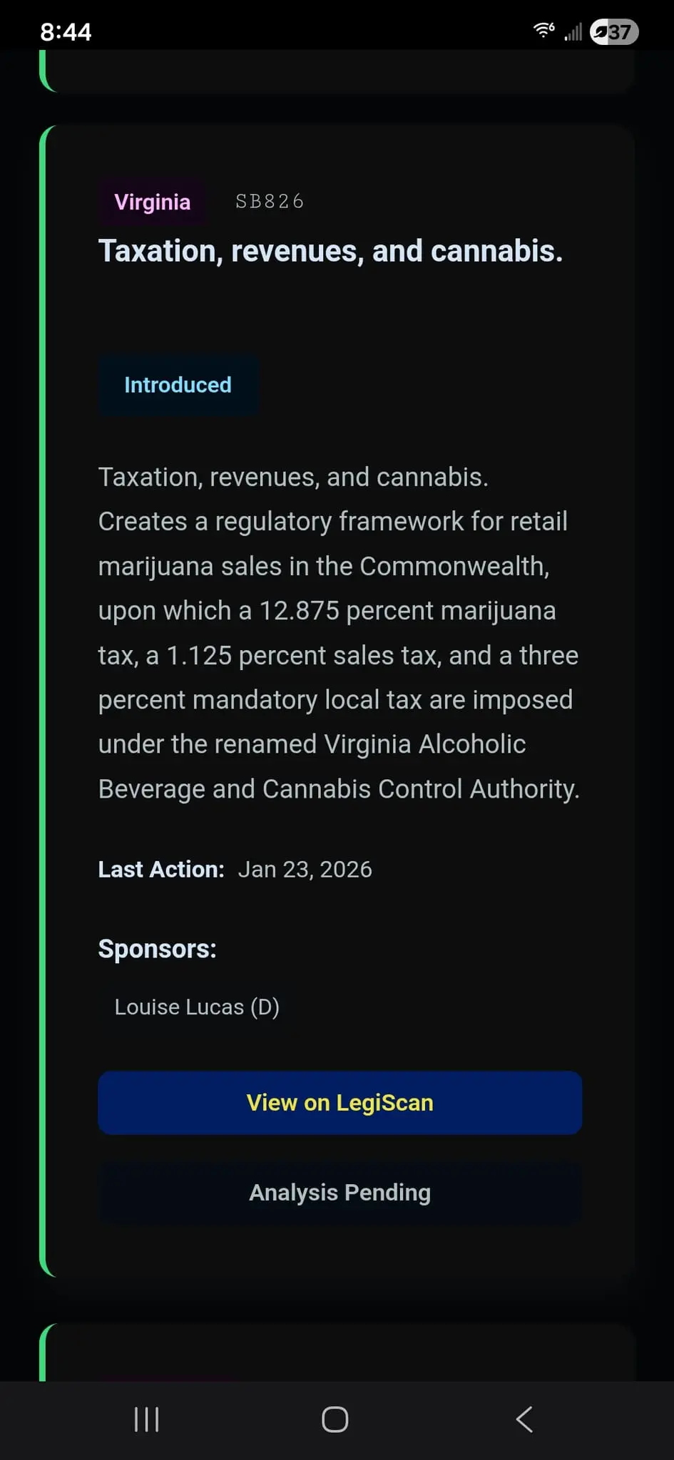 Screenshot 4 of Cannabis Legislation Tracker