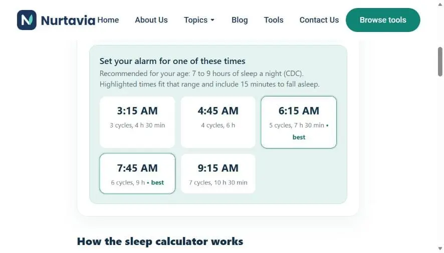 Screenshot 2 of Nurtavia Sleep Calculator