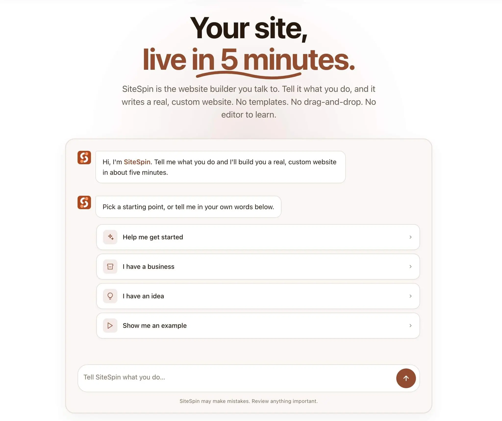 Screenshot 1 of SiteSpin