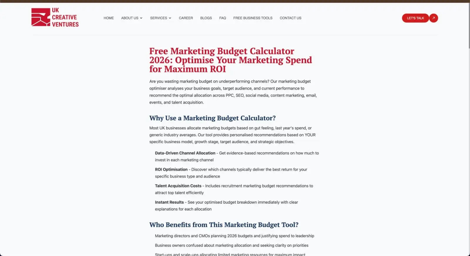 Screenshot 2 of Marketing Budget Calculator