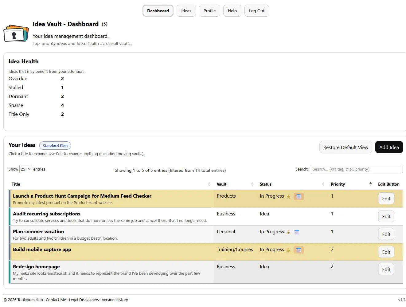Screenshot 1 of Toolarium Idea Vault