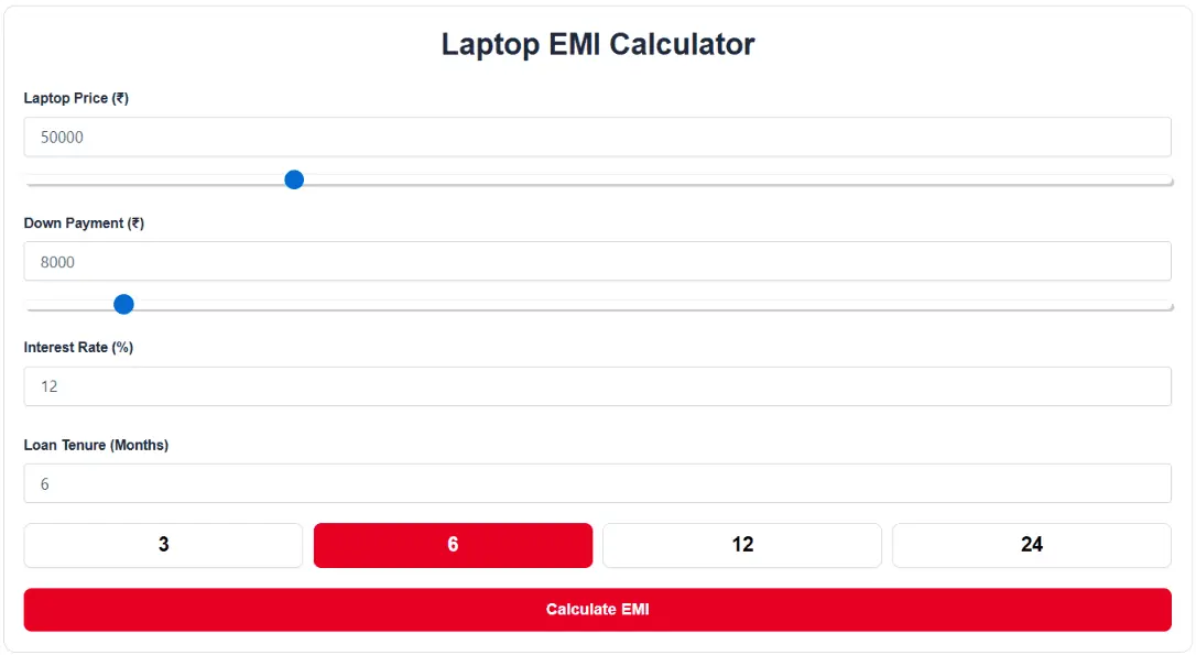 Screenshot 1 of Laptop EMI Calculator