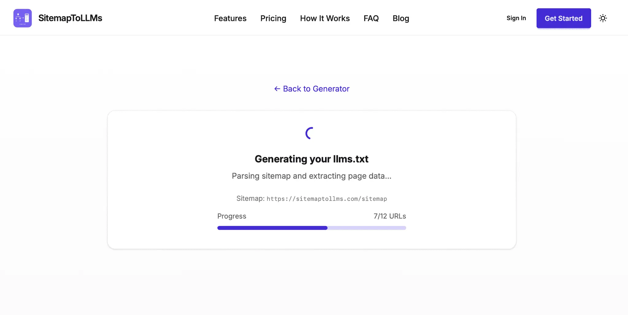 Screenshot 2 of SitemapToLLMs