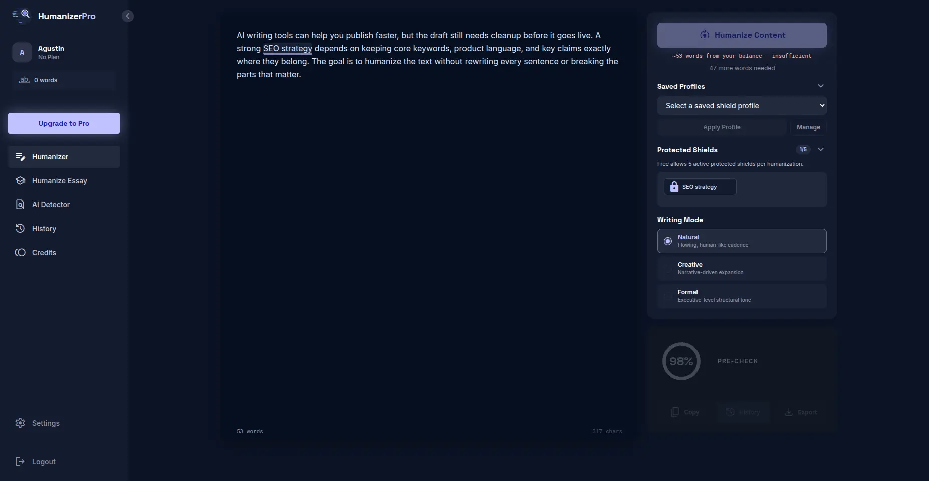Screenshot 3 of HumanizerPro