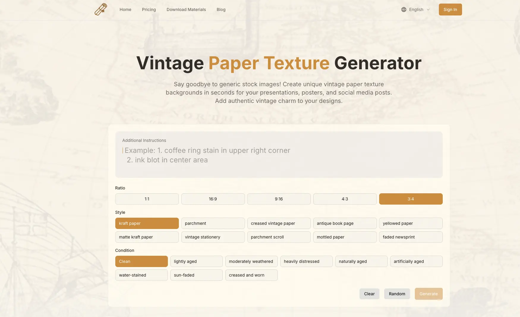 Screenshot 1 of Vintage Paper Generator