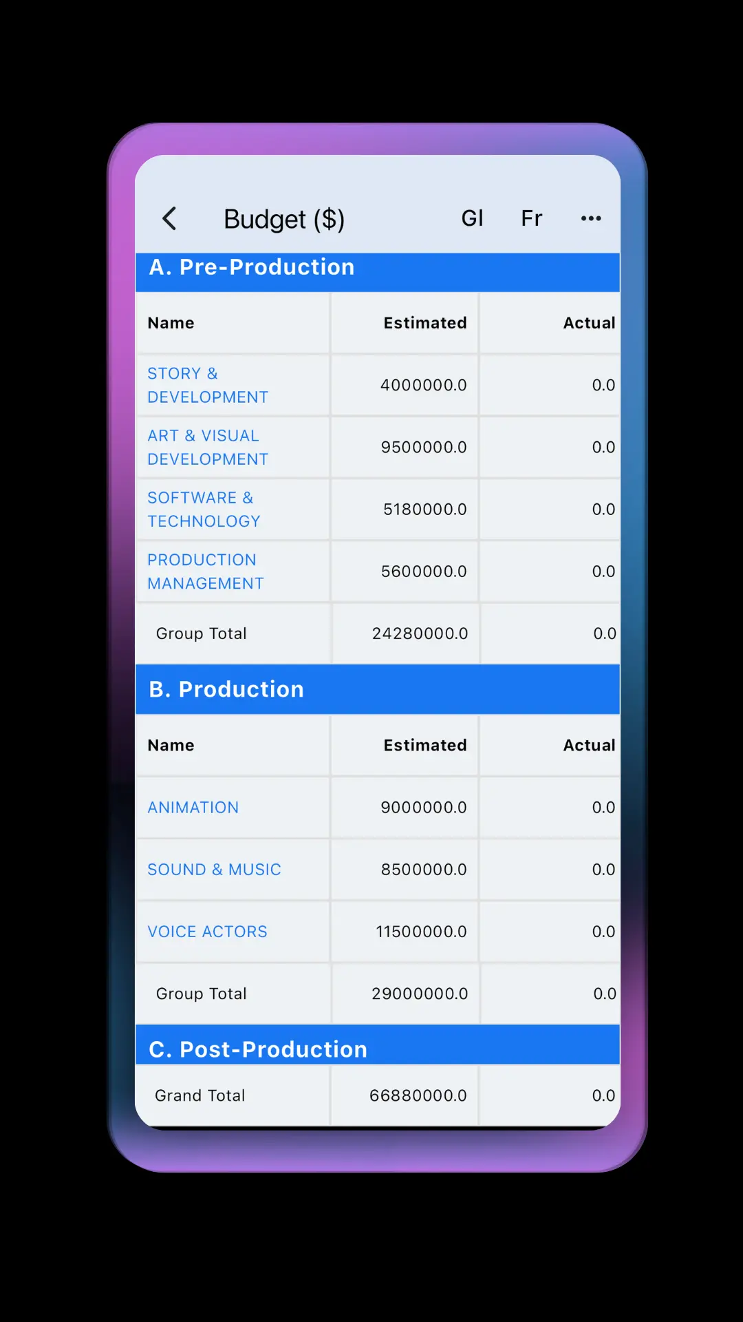 Screenshot 2 of Movie Budgeting Software | Studiovity