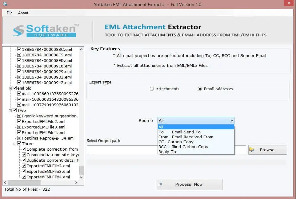 Screenshot 1 of Softaken EML Attachment Extractor