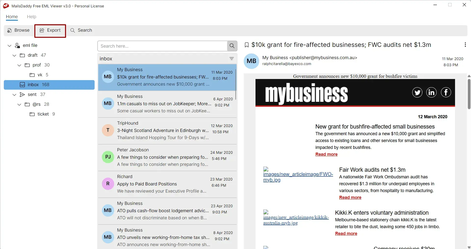 Screenshot 5 of Free EML Viewer Tool