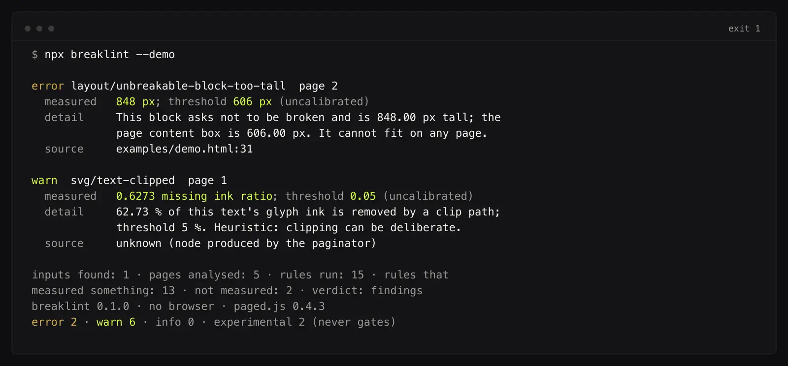 Screenshot 2 of breaklint