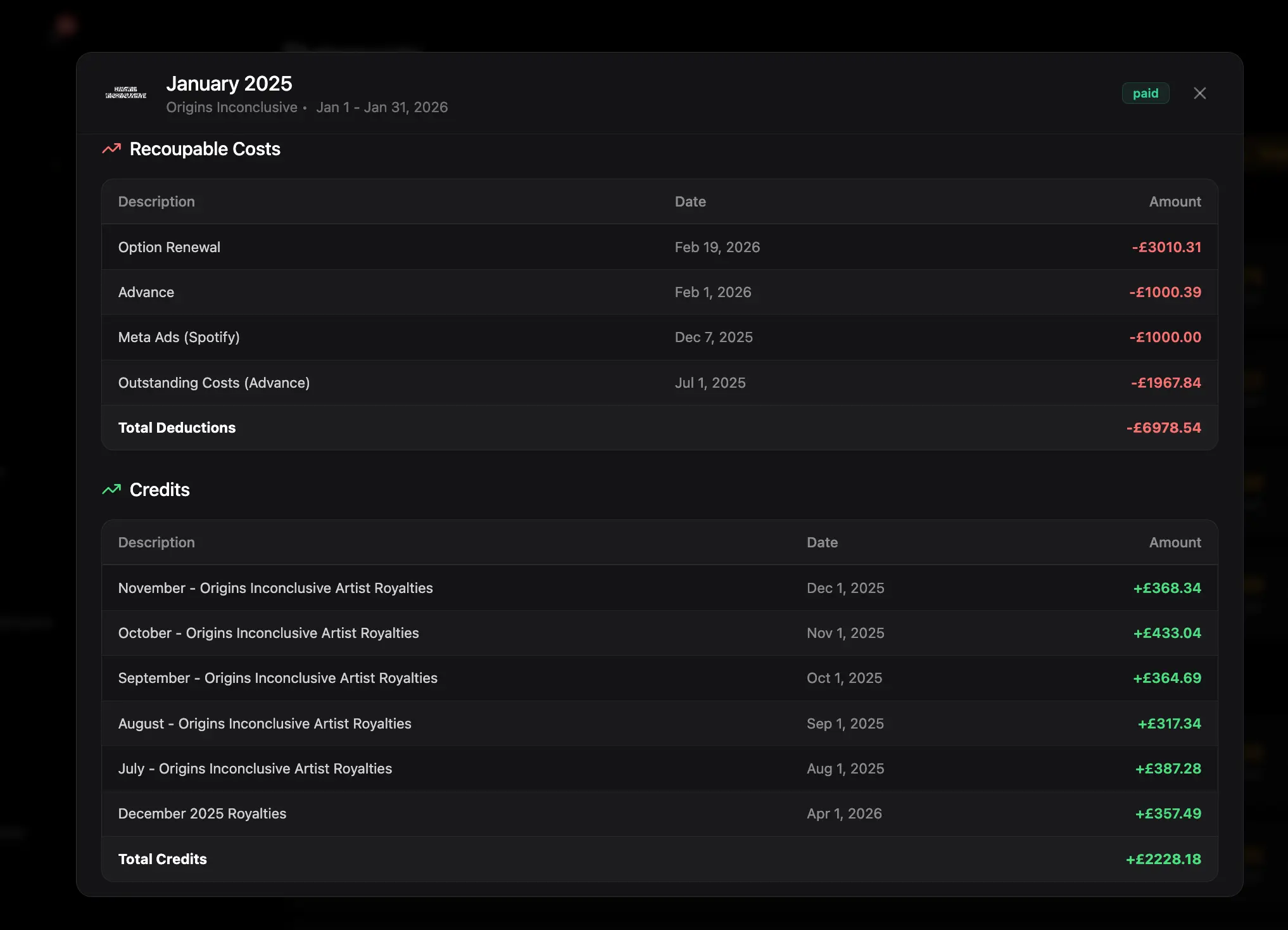 Screenshot 6 of RosterRoyalties