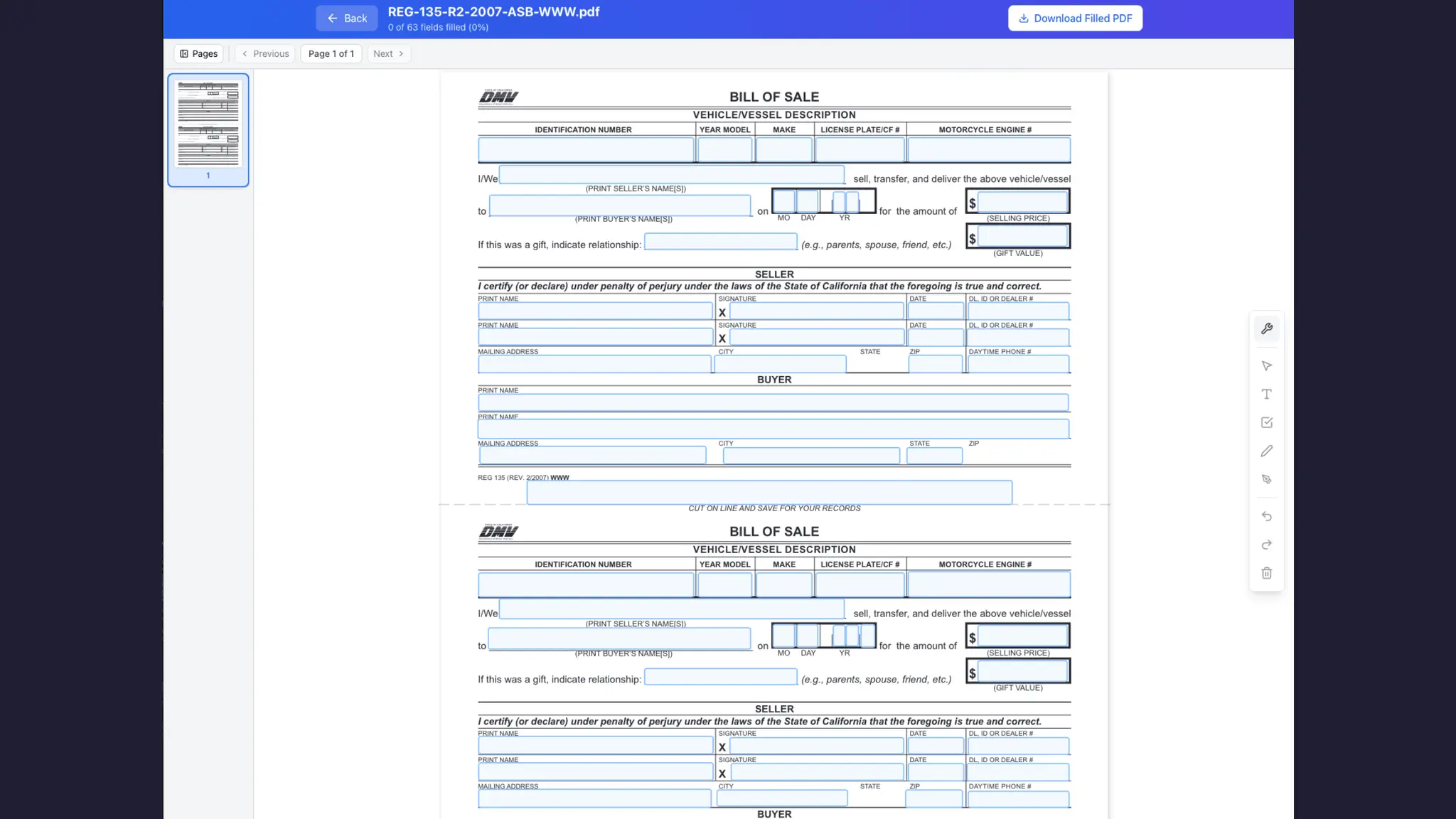 Screenshot 1 of Create Fillable PDF Online