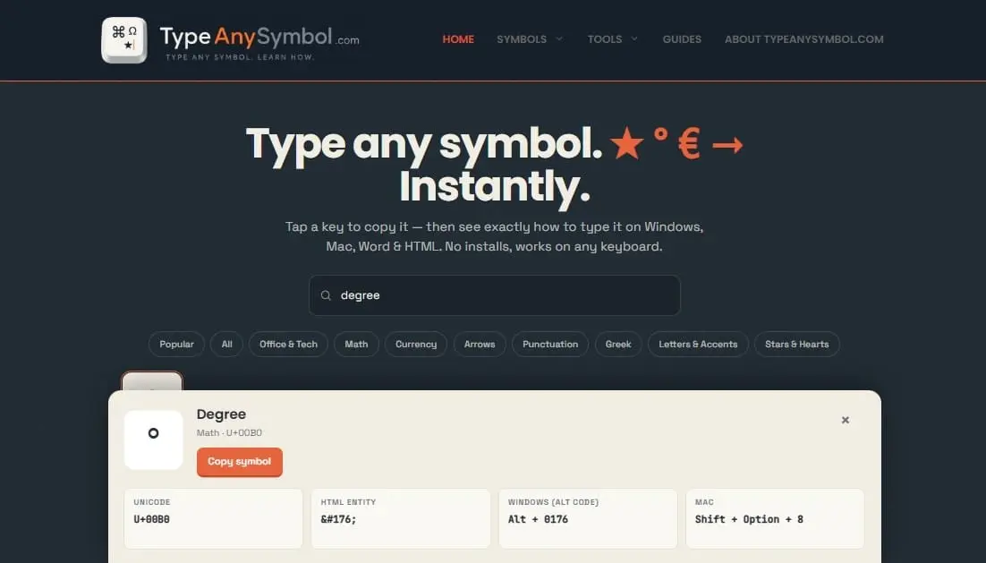 Screenshot 1 of TypeAnySymbol