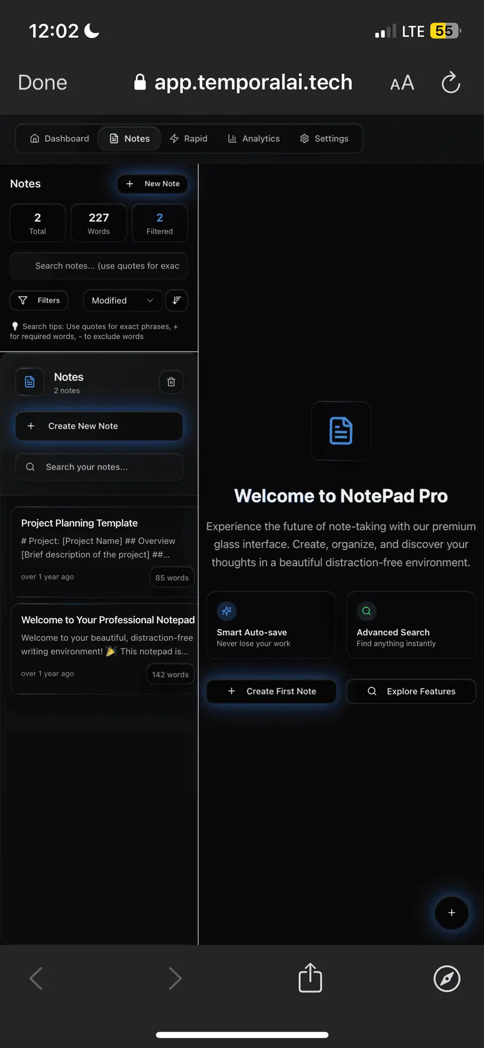 Screenshot 1 of Professional Notepad