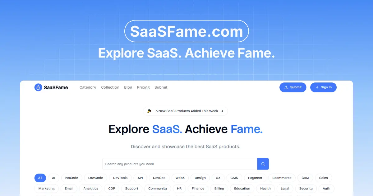 Screenshot 1 of SaaSFame