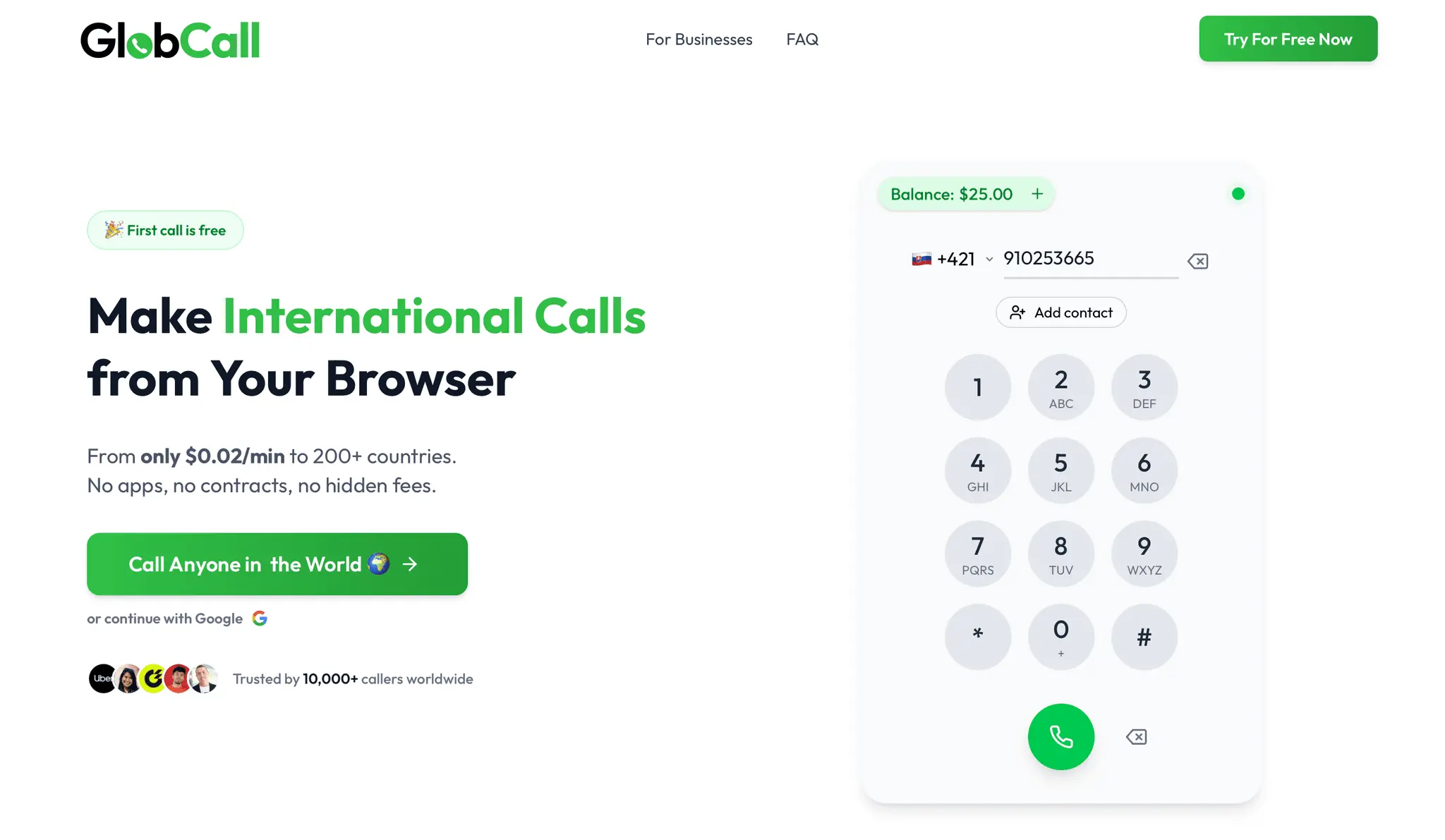 Screenshot 1 of GlobCall