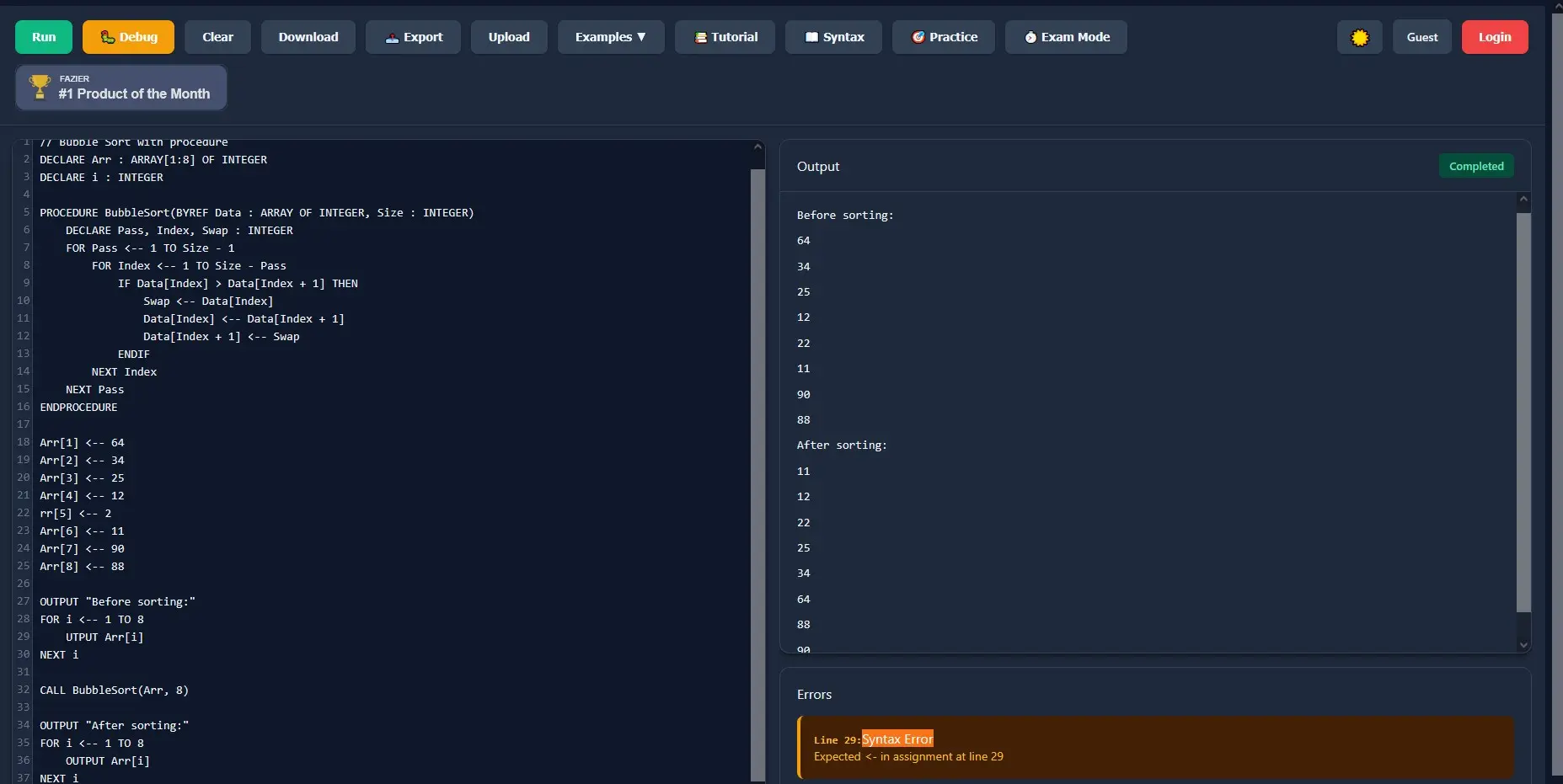 Screenshot 3 of PseudoRun - #1 IGCSE Pseudocode Editor