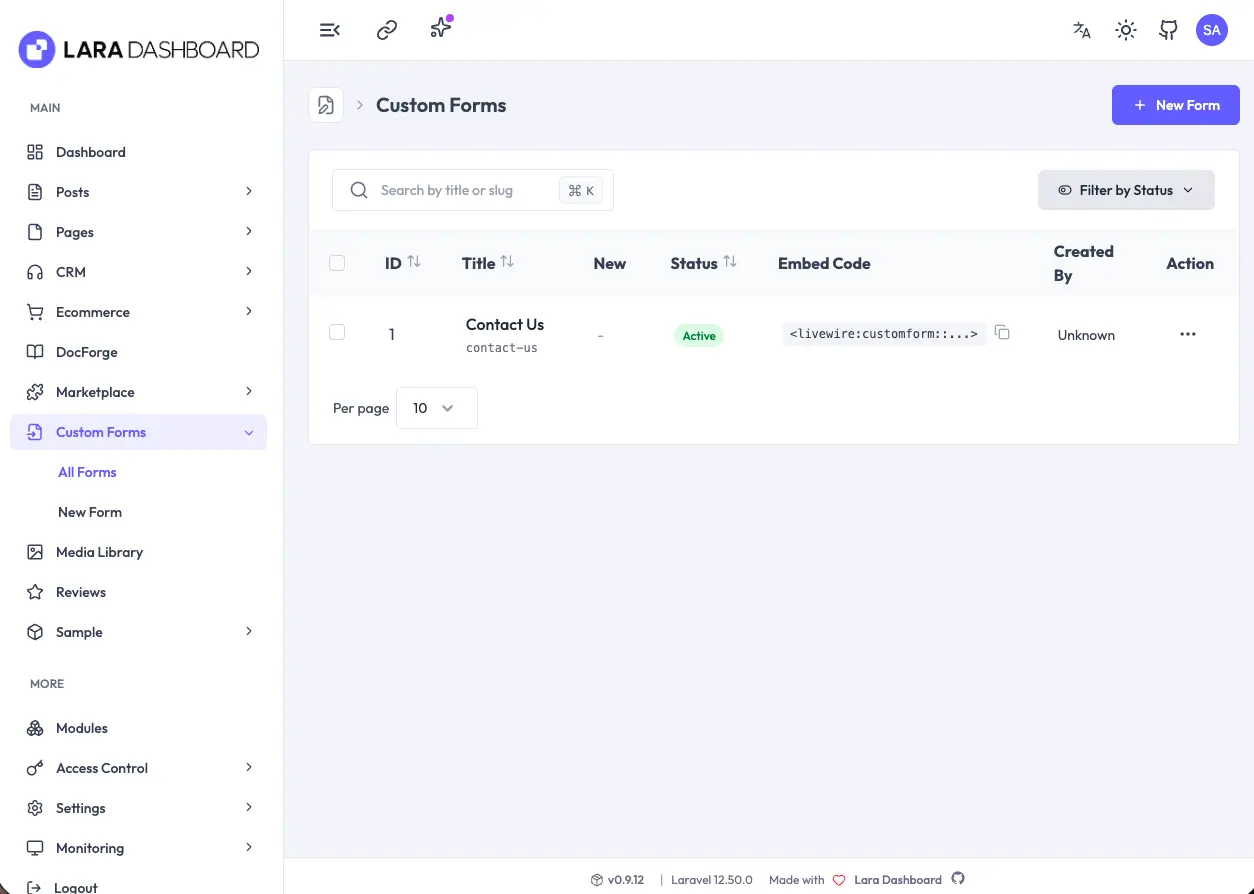 Screenshot 4 of Lara Dashboard