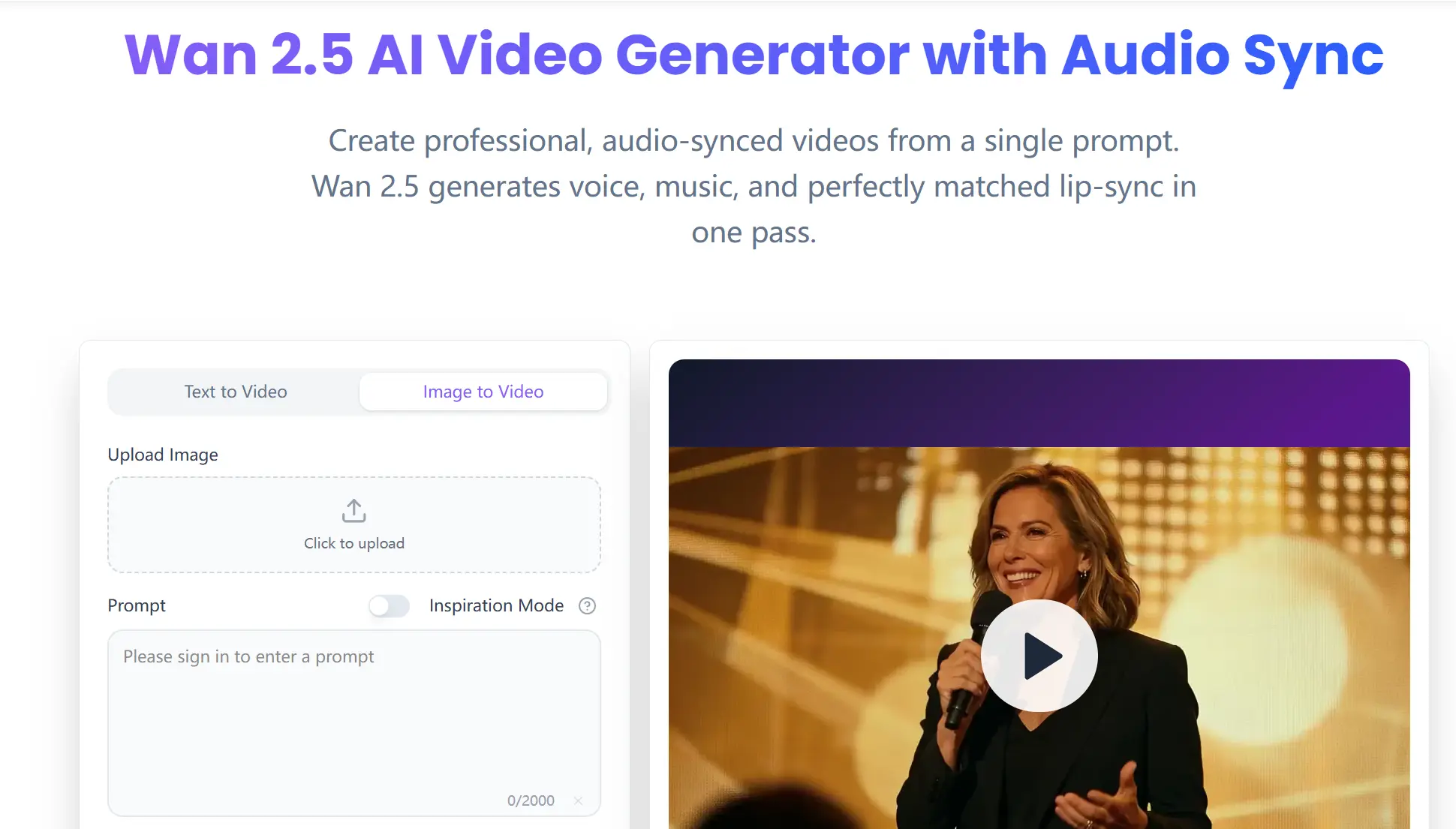 Screenshot 1 of Wan2.5 AI Video Generator