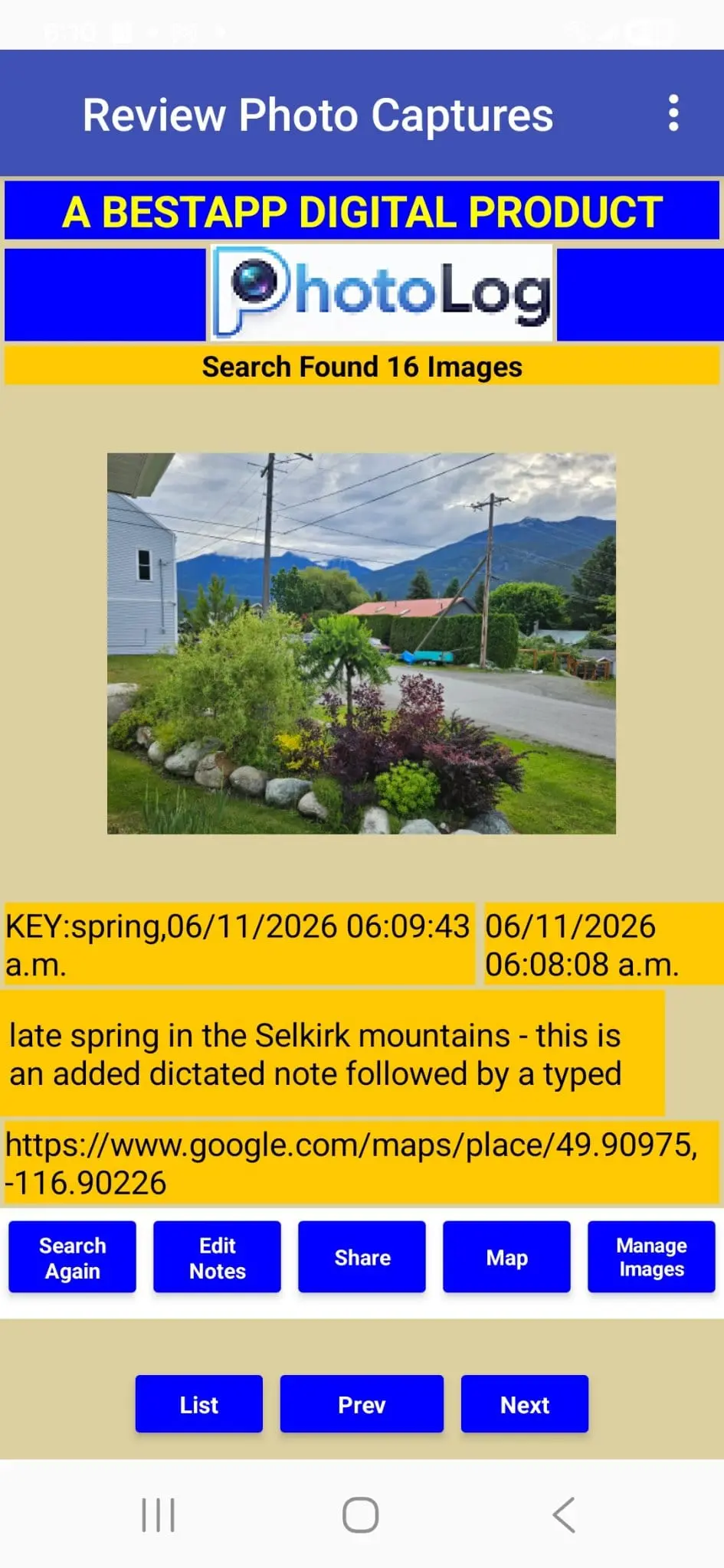 Screenshot 1 of PhotoLog